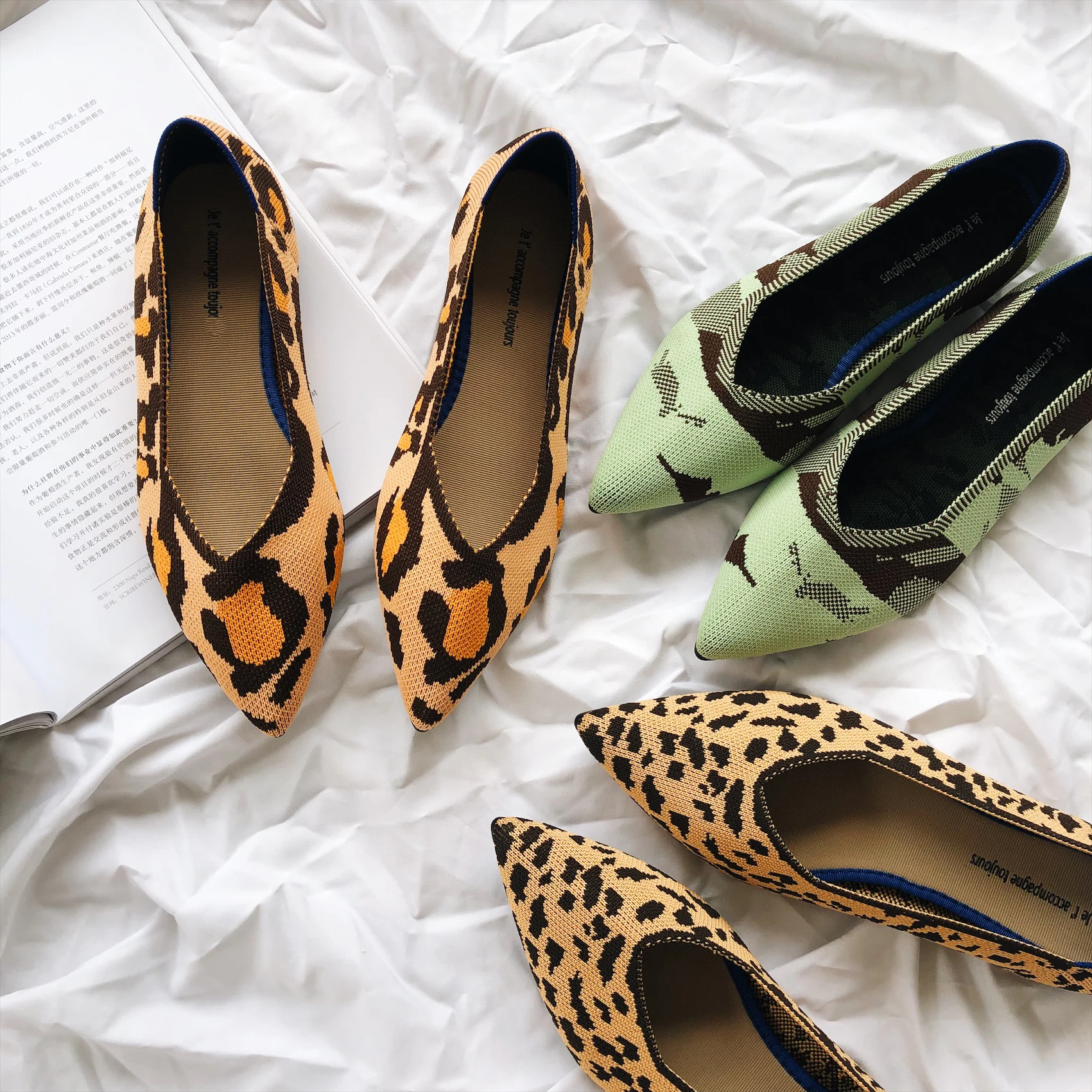 

Лоферы женские на плоской подошве, дышащие вязаные балетки, без застежки, весна-осень