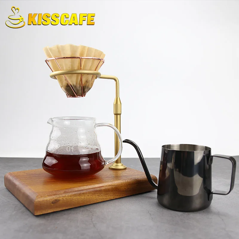 

Zingana Wood Metal Punch Holder Height Adjustable Design Coffee Filter Cup Holder Hand Punch Holder Electronic Scale Placement