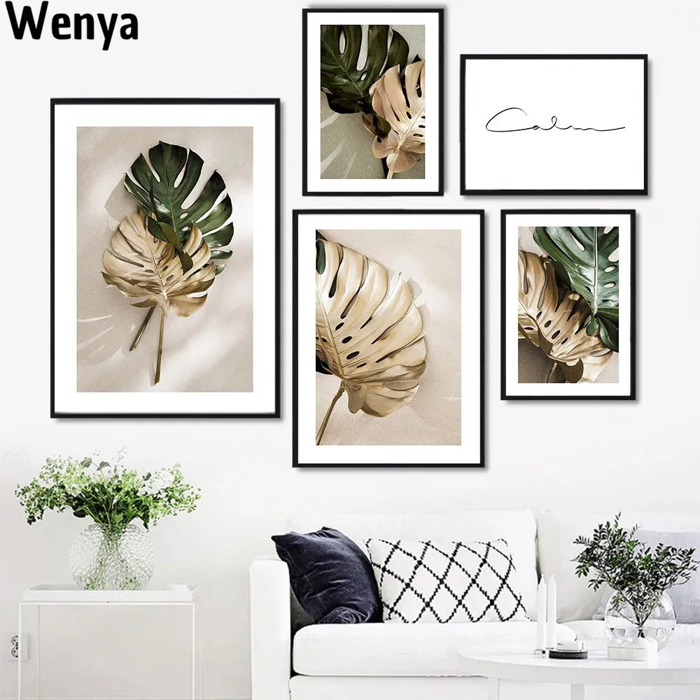 

Harry Style Monstera Leaf Wall Art Green Plant Nordic Poster Print Decorative Painting Picture Modern Home Decor Scandinavia