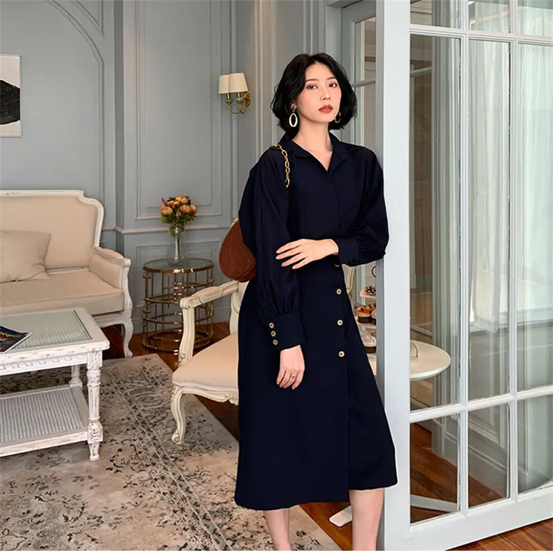 HziriP шикарные синие женские свободные с регулируемой талией офисные стройные