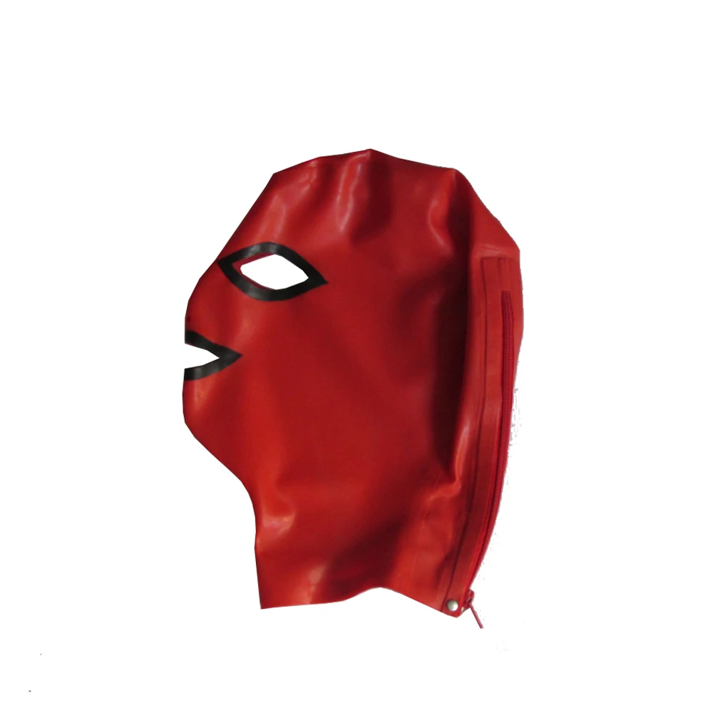 Латексная резиновая маска унисекс с красной и черной отделкой резиновый Фетиш