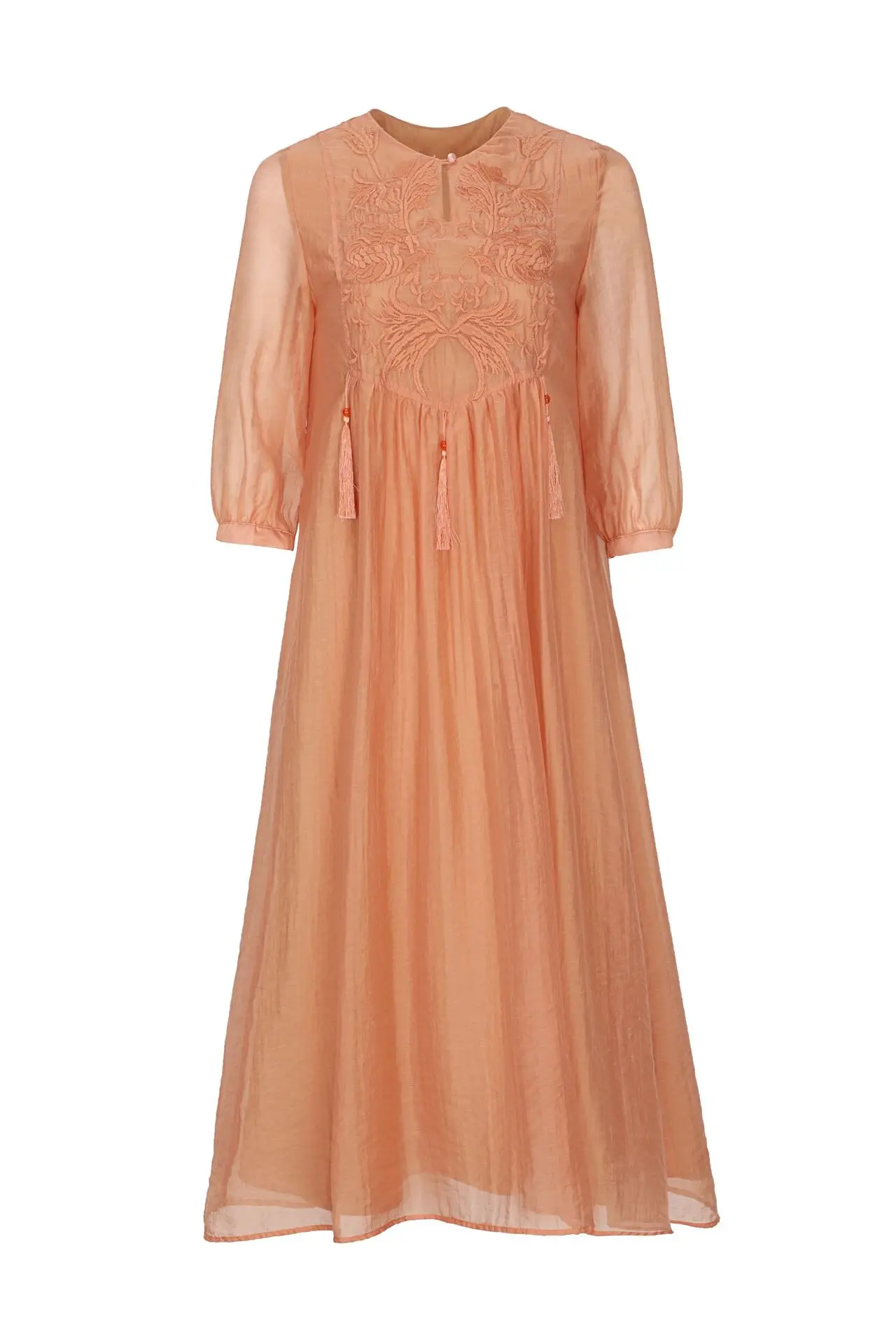 

Fy2020 summer women's new dress loose size fat mm round neck one button famous ethnic style pregnant women's skirt