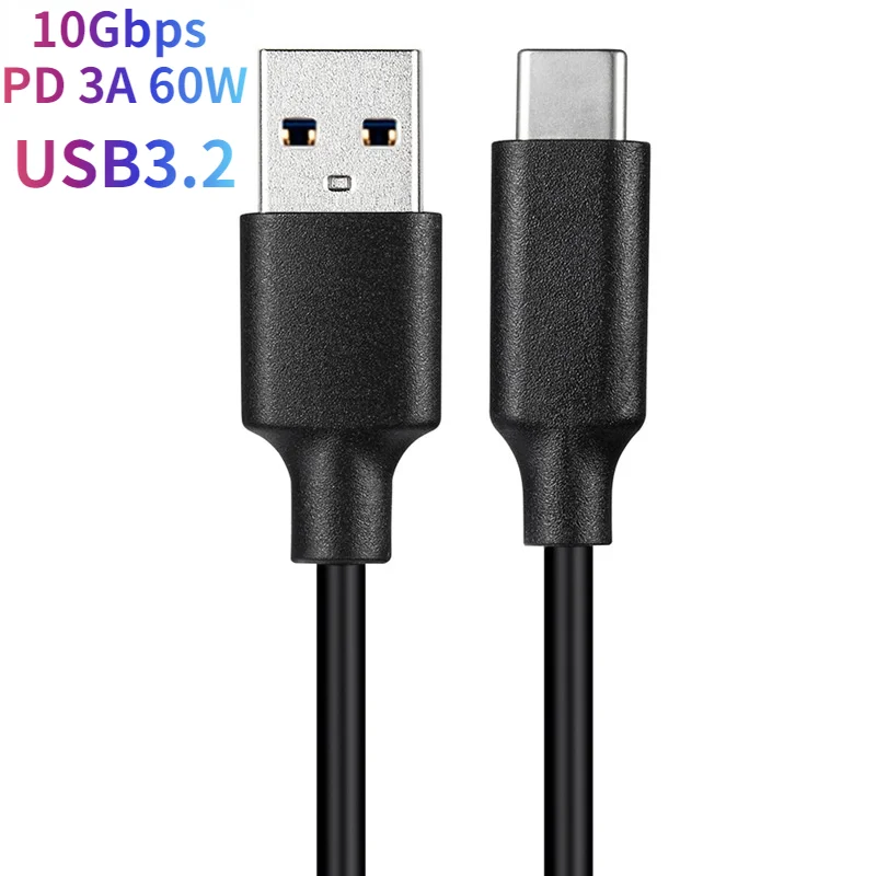 

USB Type-c Data Cable 10Gbps USB3.2 Type C Mobile Disk Cable 60W 3A PD Quick Charging Cable 0.15m/0.2m/0.3m/0.5m/1m/2m/3m