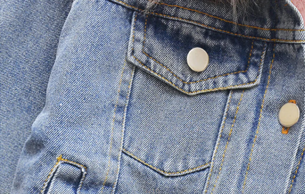 

2020 Toddler Girls Denim Jacket Winter Warm Children Clothing Baby Girl Faux Fur Thick Denim Hooded Coat Kids Outerwear