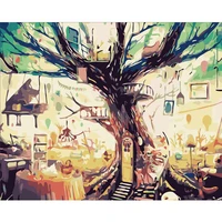 ruopoty frame landscape fantasy tree diy painting by numbers acrylic wall art picture by numbers handpainted oil painting 60x75
