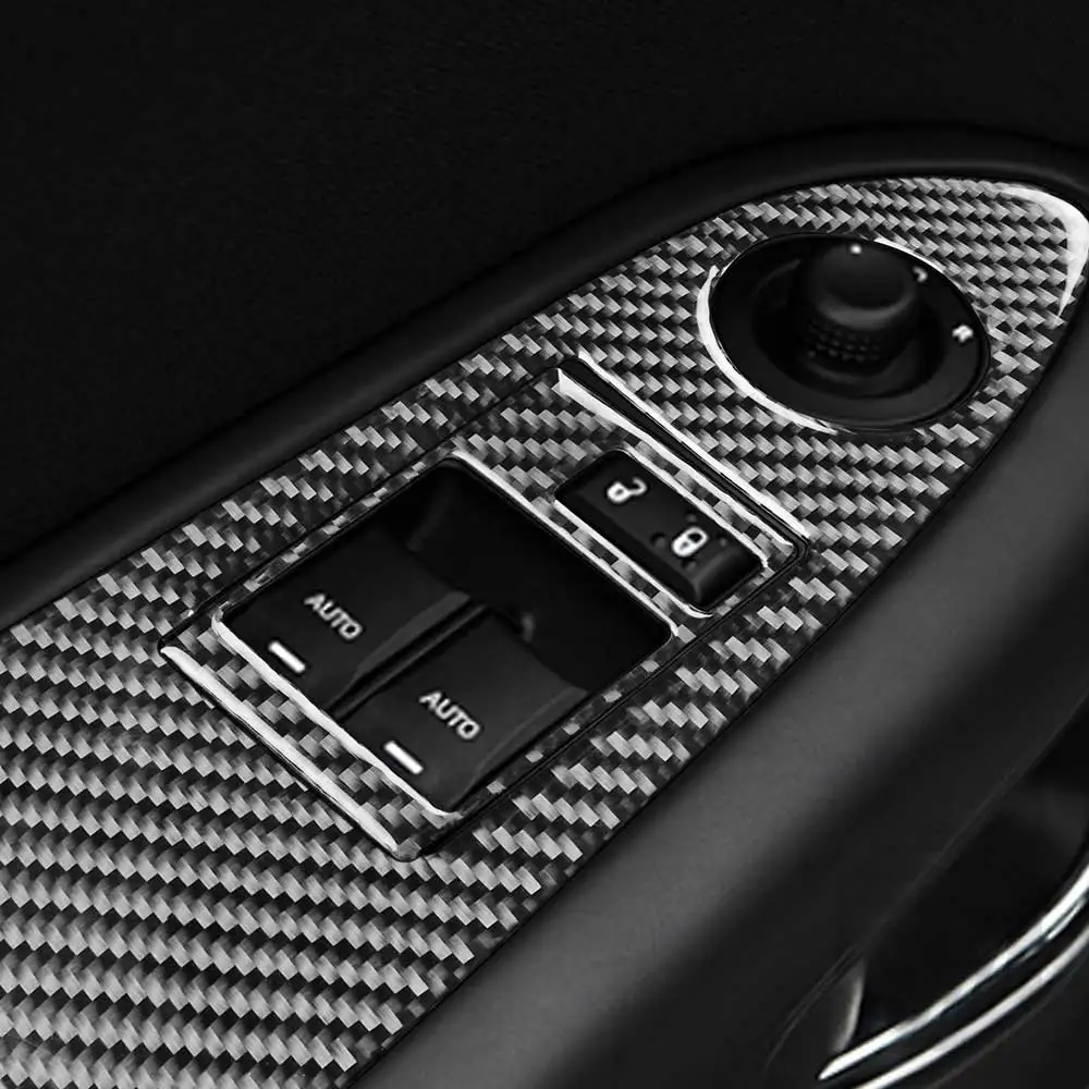 

4pcs Carbon Fiber Interior Car Door Window Switch Control Cover Trim Kit for Dodge Challenger Sticker Decoration Car Accessories
