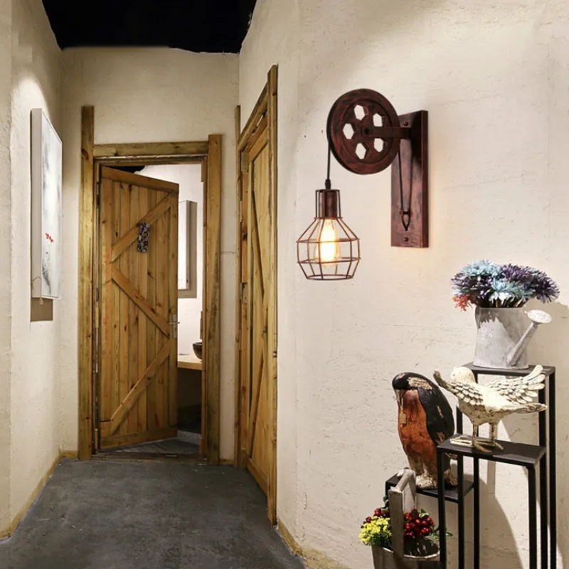 Лофт Ретро Лампы-Фонари Крепления на Катушке Настенная Лампа Подвесное Освещение Освещение Кухни Гостиная промышленный бра.