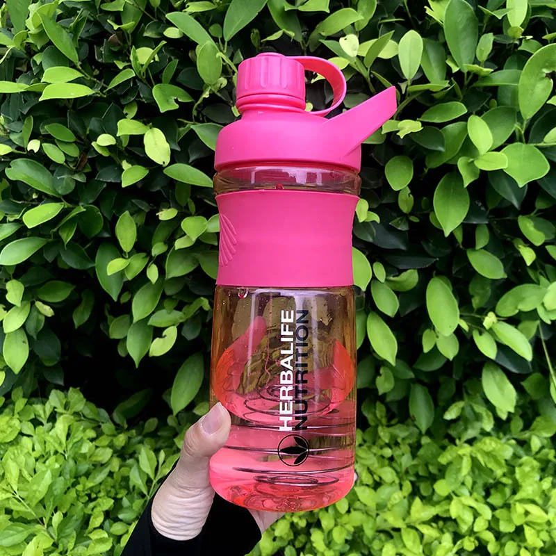 800ml pink 1Л/2л черная негабаритная бутылка для воды 1000 мл/2000 мл Модная Портативная бутылка для воды Herbalife питательная на заказ Спортивная бутылка для воды - Цвет: 800ml pink