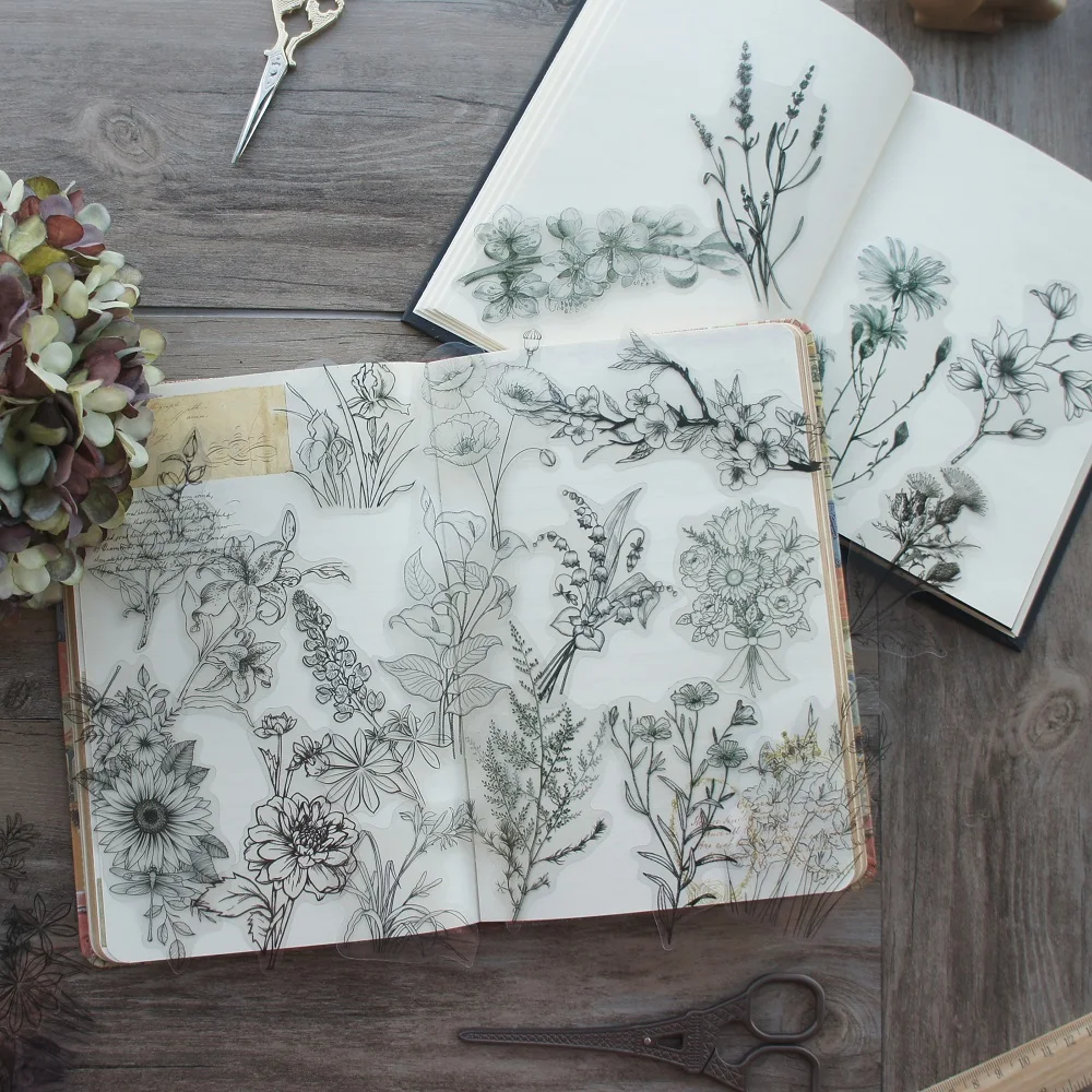 38 шт. прозрачные наклейки в виде цветка персика|Наклейки| |