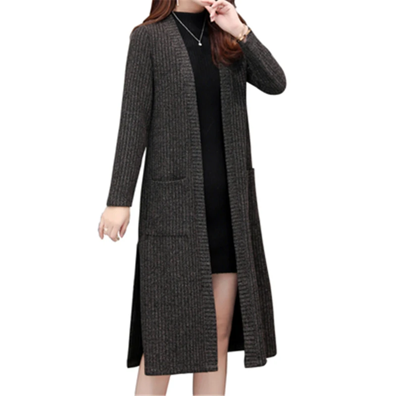 

Women Sweater Thick Warm Women Maxi Long Knitted Cardigan Sweater Outwear Mother Casual Cardigan Coat New T322