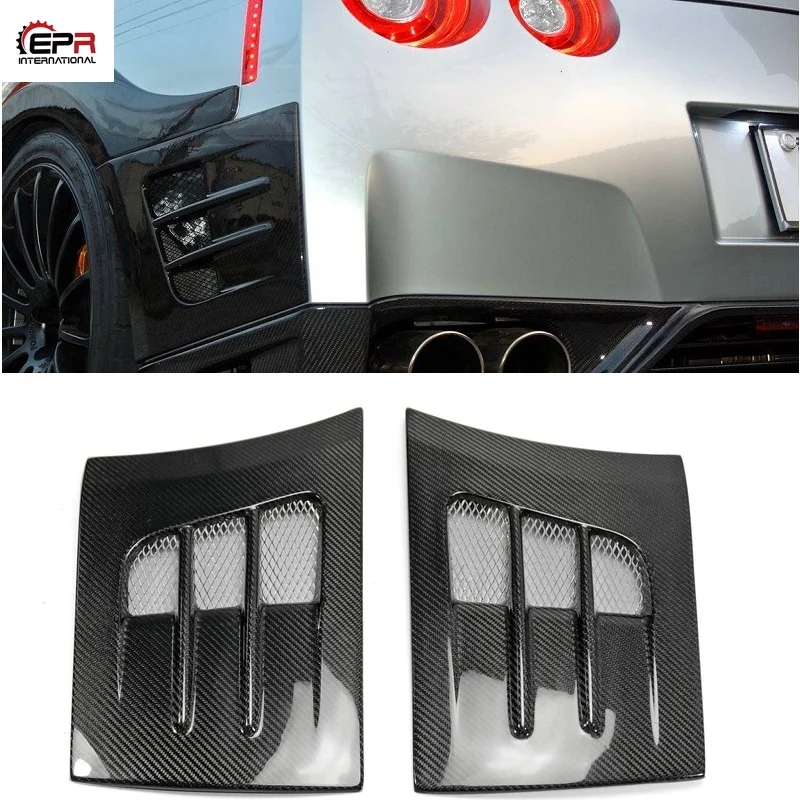 

For Nissan R35 GTR TS Style Carbon Fiber Rear Fender Bumper Addon Glossy Finish GT-R Wheel Flare Arch Trim Air Vent Ducts