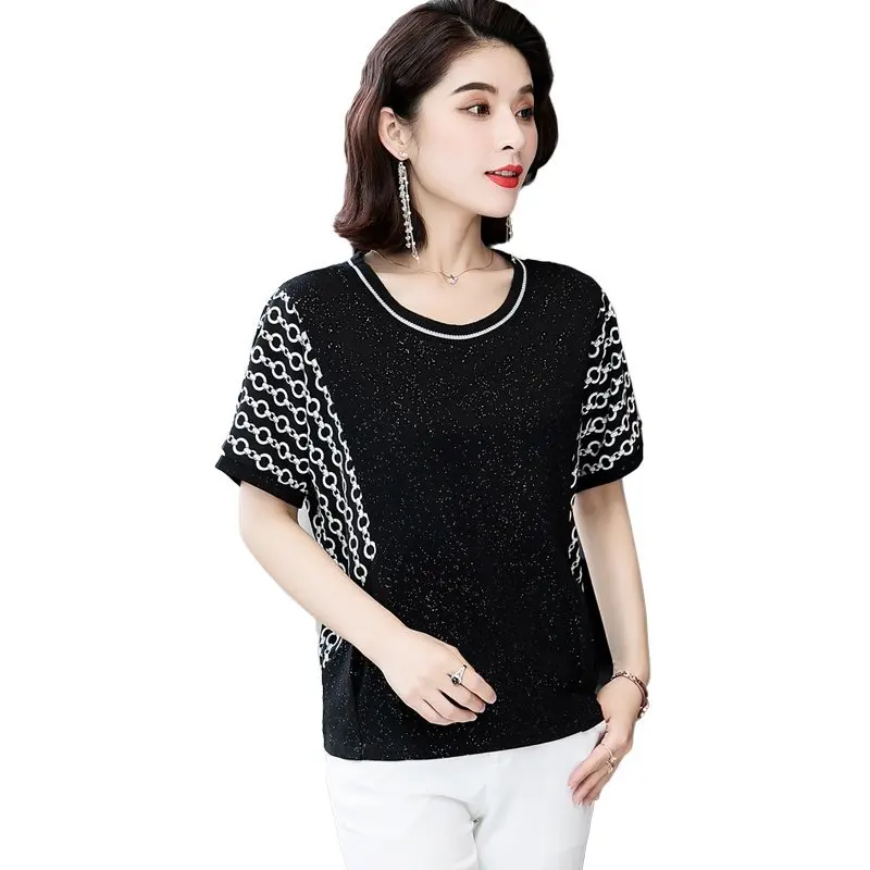 Женские повседневные футболки с коротким рукавом летние свободные в горошек