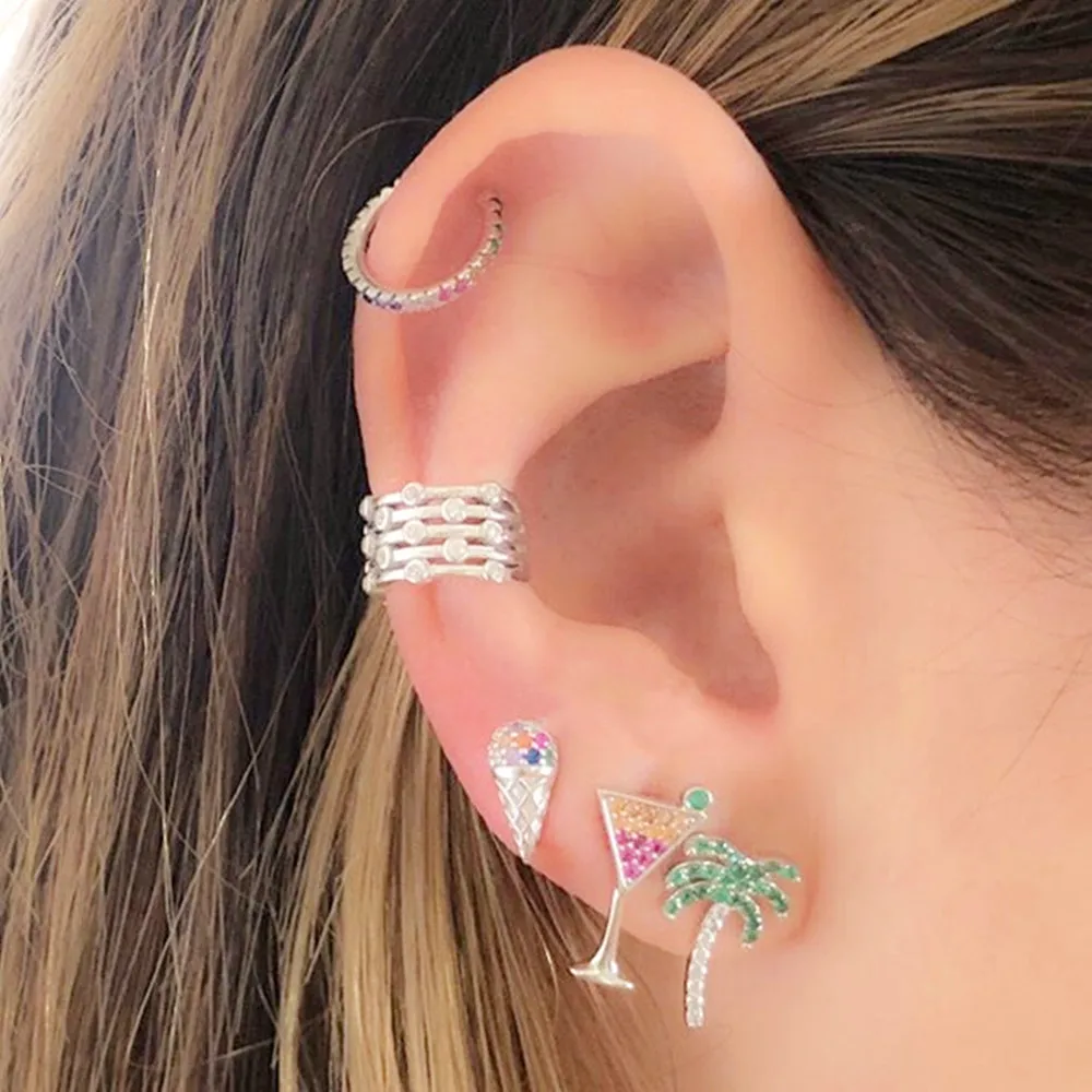 Женские серьги гвоздики с мороженым из серебра 925 пробы|Серьги-гвоздики| |