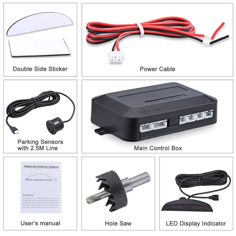 

9V - 16V DC Reversing Aid Radar System With Sensor Led Display Kit