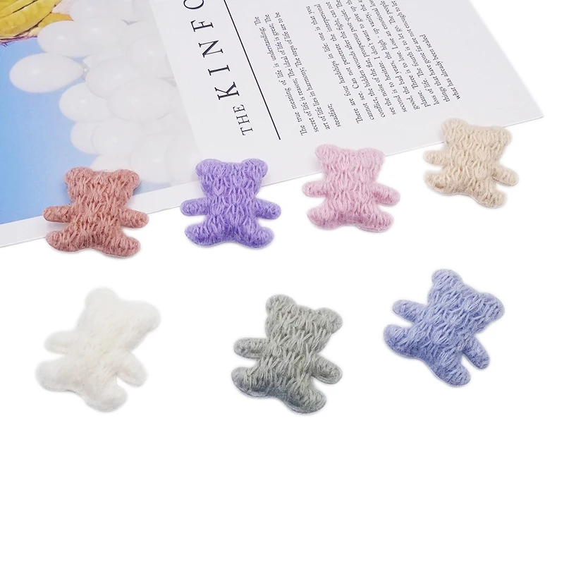 20 шт. 4 см Плюшевые Вязаные нашивки мишки тедди Бабочка аппликация для одежды