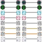 1 пара хирургические Сталь с украшением в виде кристаллов ниппель штангой лот 14 г, блестящее циркониевое Ювелирное Украшение для пирсинга соска оптом Для женщин патрубок кольцо ювелирное изделие для тела