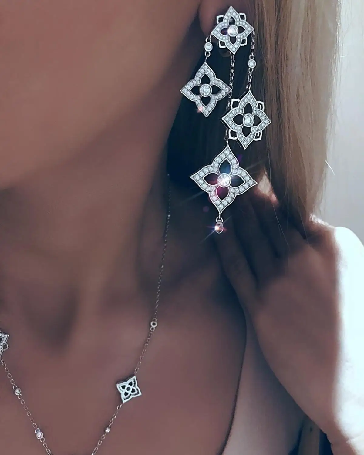 Janekelly длинной кисточкой серьги для женщин Свадебные с кубическим Цирконом