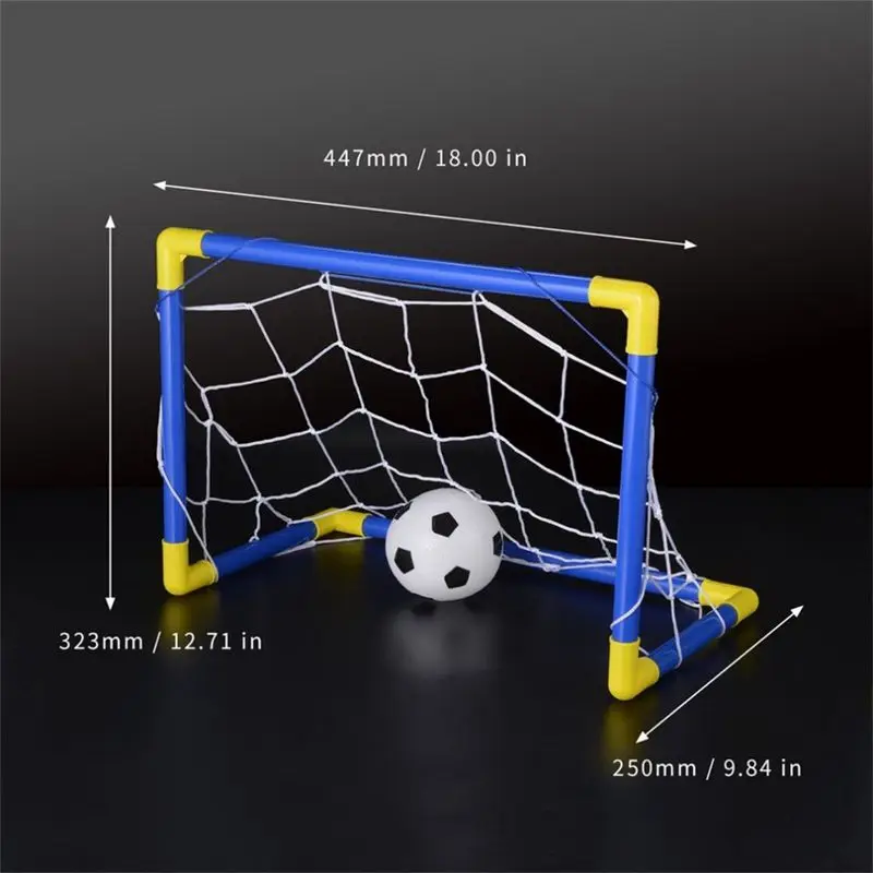 Indoor Mini Folding Football Soccer Ball Goal Post Net Set+Pump Kids Sport Outdoor Home Game Toy Child Birthday Gift Plastic | Спорт и