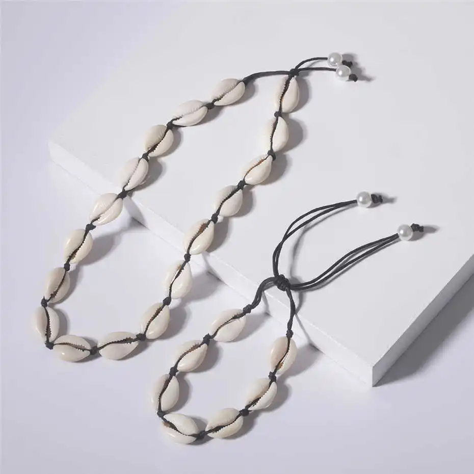 Set 1 Ingemark Hawaii Puka Shell Колье Ожерелье Набор воротник для женщин NE+ BA Красочные Seashell чипы браслет летние пляжные ювелирные наборы - Окраска металла: Set 1