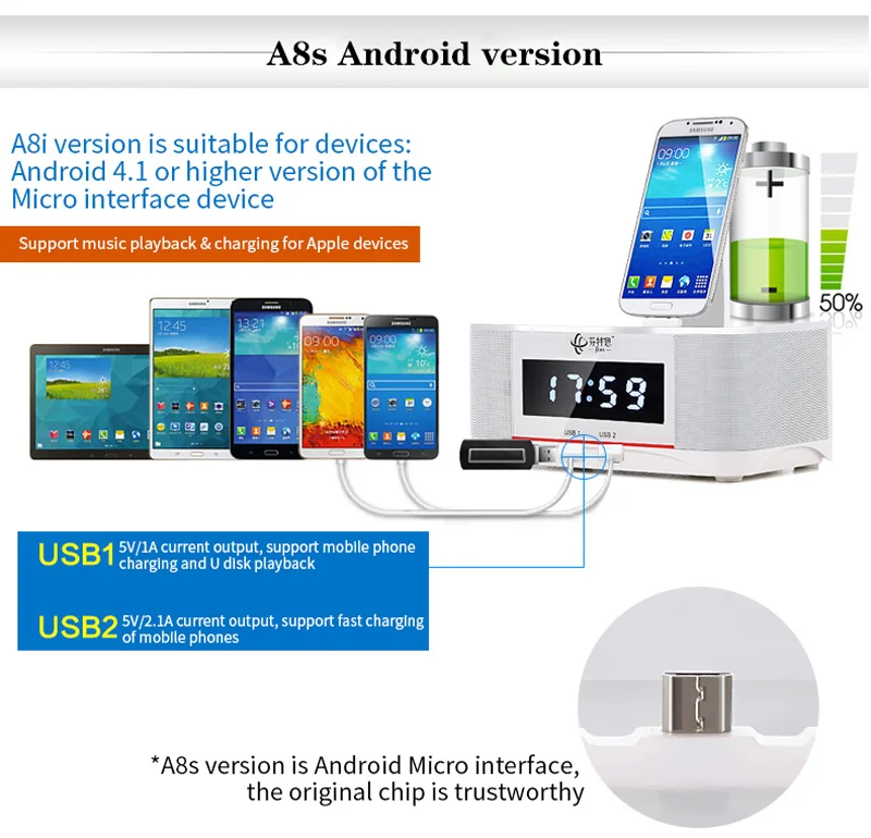 A8 lcd цифровой fm-радио будильник NFC bluetooth динамик пульт дистанционного управления для iphone 6 7 8 X для iphone 6s 7 8 plus для samsung