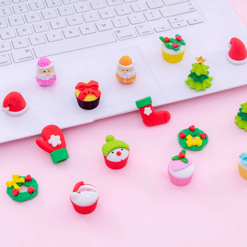 9 шт. Рождество Форма ластик для карандашей Kawaii креативный подарок детей смешные