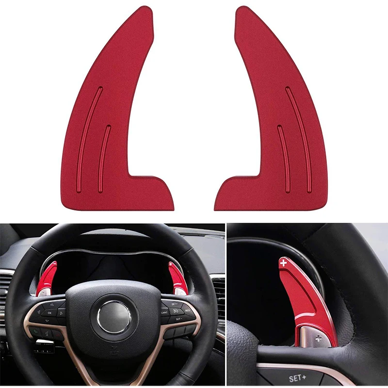 

2Pcs Car Steering Wheel Shift Paddle Shifter Red For Jeep Grand Cherokee 2014-2018 High Quality Aluminum Steering Wheel Paddle