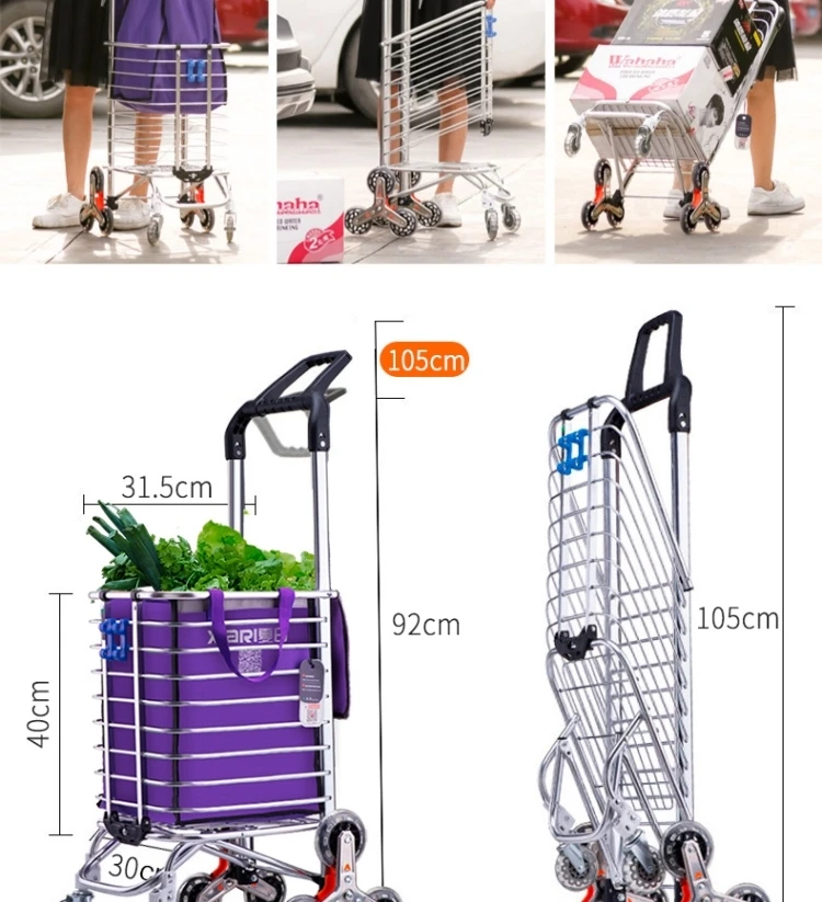 

Grocery Cart Small Cart Shopping Cart Can Climb Stairs Folding Portable Trolleys Elderly Lightweight Household Cart Trailer