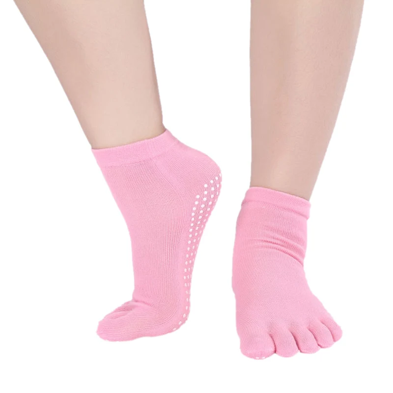 solid pink Женские нескользящие носки для йоги, нескользящие носки, женские носки для балета, танцев, тренажерного зала, фитнеса, пилатеса, балета - Цвет: solid pink