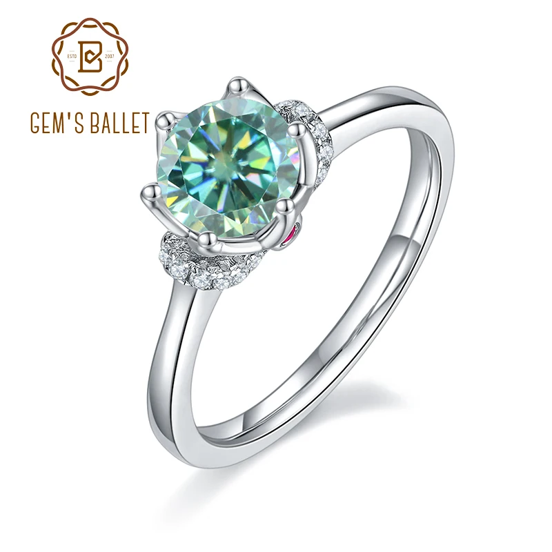 

Gem's Ballet 1ct Green Moissanite Bridal Rings Top Quality 100% 925 Sterling Silver Engagement Wedding Party Fine Jewelry Gifts