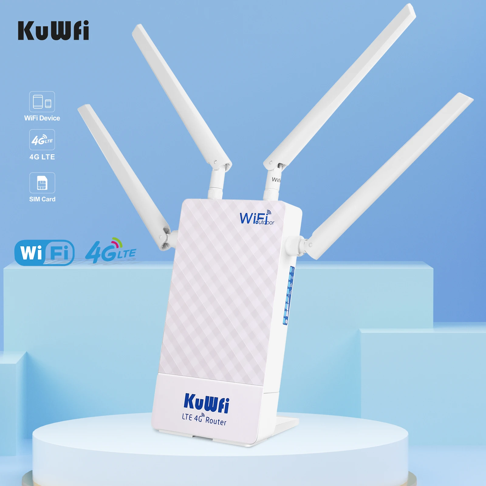 KuWFi открытый роутер 4G LTE sim карта водонепроницаемый WiFi Sup порт сопоставление DMZ