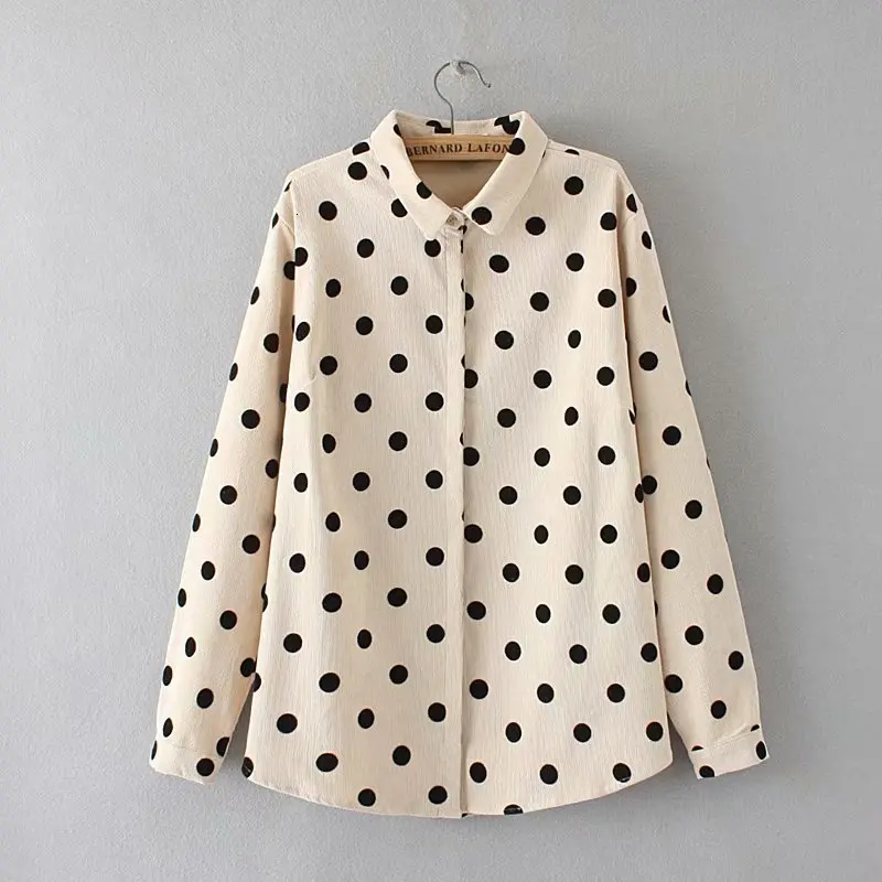 Плюс размер отложной воротник длинный рукав блузка женская бежевый и верблюжий