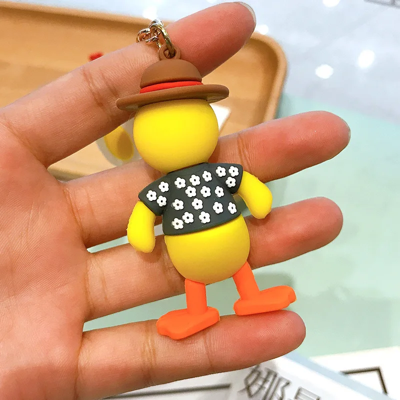 

Lovely Glue Drop Hello Duck Keychains Cartoon Egg Yolk Duck Key Coupler Creative Schoolbag Pendant Ins Fashionable Key Chain
