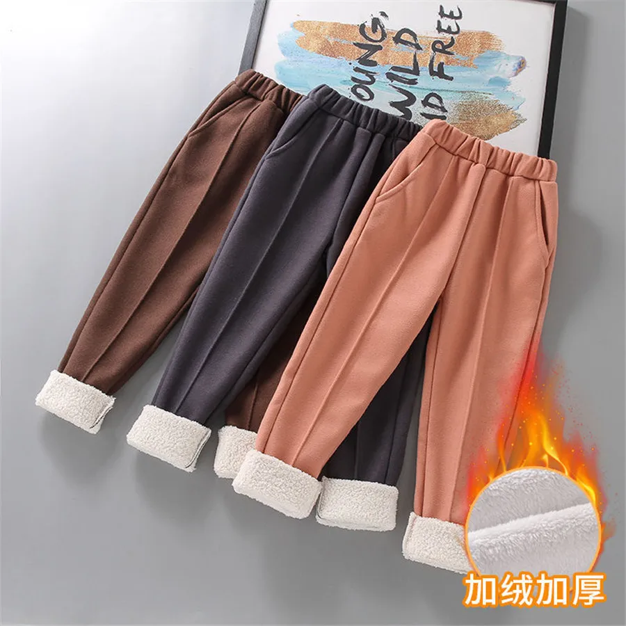 

Новинка 2021 Осень-Зима Детские утепленные бархатные брюки для девочек детская теплая флисовая одежда брюки для девочек брюки из шерстяной ткани