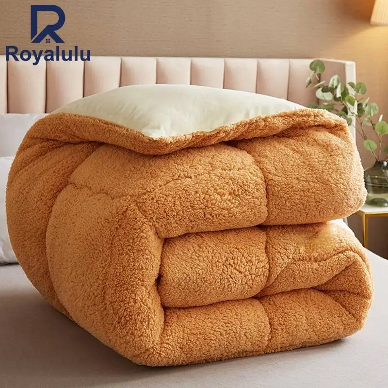 

Royalulu Thick Warm Winter Quilt 100% High-grade Lamb Wool Duvets Spring Autumn Comforters King Queen Twin Full Size