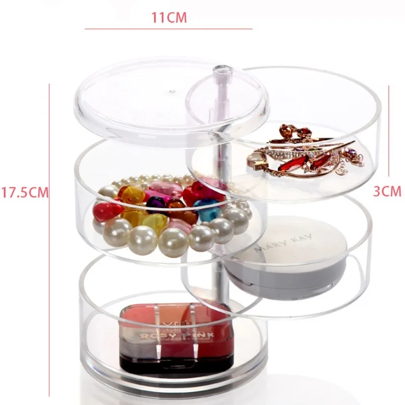 

360 Degree Rotation Transparent Acrylic Cosmetics Storage Box Fashion Spin Multi-function Detachable Makeup Beauty Organizer