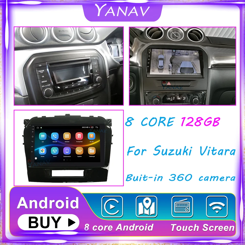

128GB Android Car Radio multimedia For Suzuki Vitara 2015-2019 GPS Navigation head unit auto Stereo video Receiver tape recorder