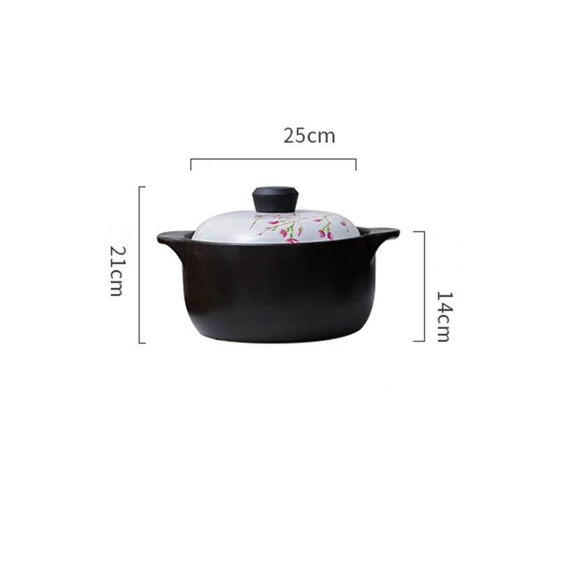 

Handpainted Ceramic Casserole Heat Resistant Open Fire Stew Soup Pot Large Capacity Porridge Pot