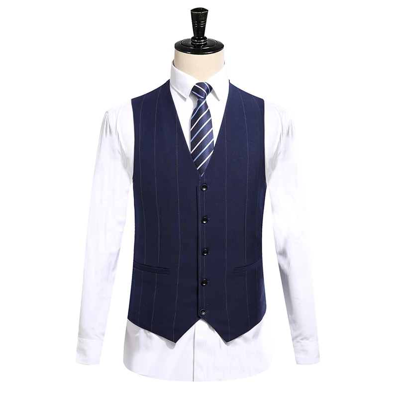 

3 pcs New 2021 luxury men's business casual suit fashion slim striped wedding dress tooling tuxedo male Blazers Pants Vest Sets