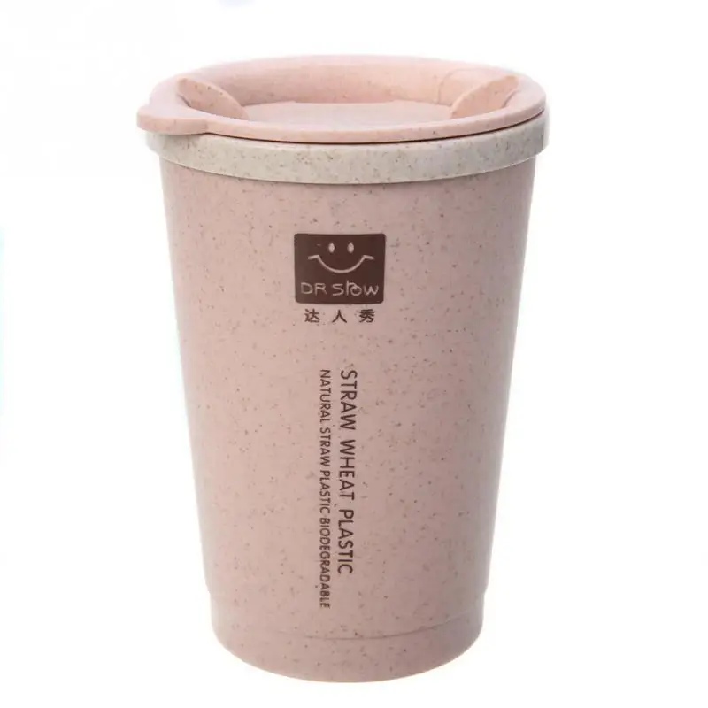 

280ML Double-wall Insulation Wheat Fiber Straw Coffee Cup Travel Mug Leakproof Travel Car Soup Coffee Mug Thermos Water Bottle
