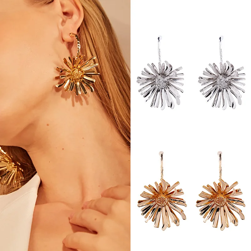 Unew европейские и американские преувеличенные металлические серьги с большим