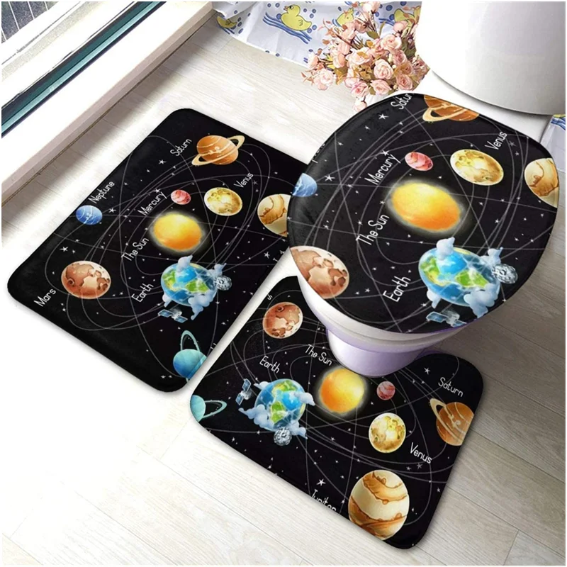

Carpet mat 3 pieces non-slip bathroom rug coarse pile shower mat washing machine can be washed for living room office home