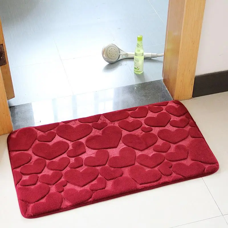 

Bathtub Floor Carpets Stones Print Bathroom Bath Mat Memory Foam Toilet Rugs Anti-skid Embossing Side Wash Basin Thicken Rebound