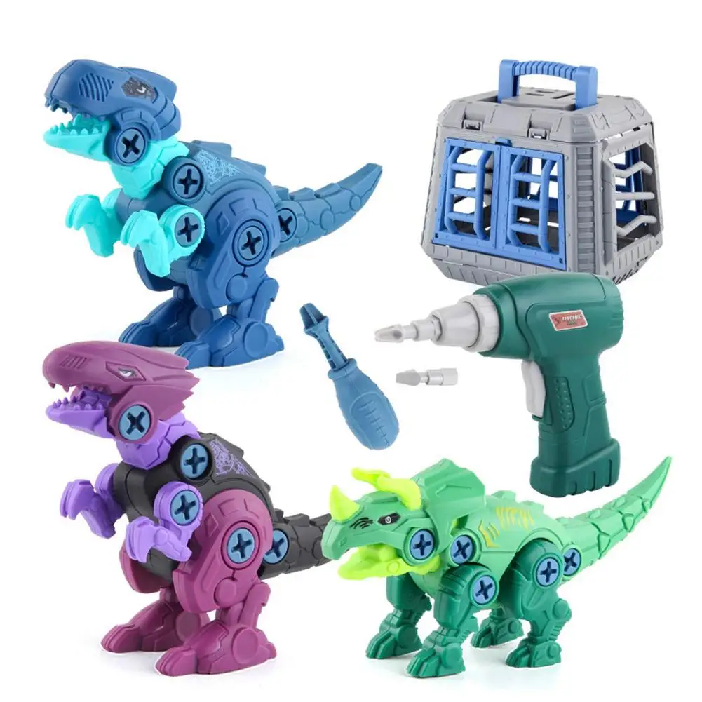 

3PCS Dinosaur Toys Take Apart Building Toys With Drill And Storage Box Construction Learning Educational Toy Kids Birthday Gift