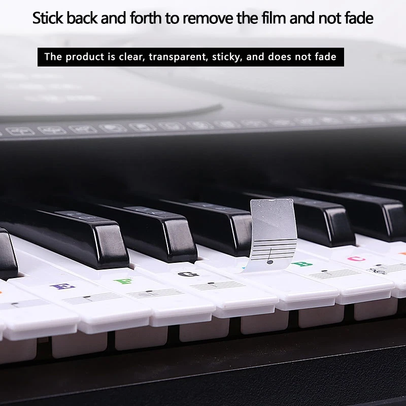 88/61/54/49 Keyboard Sticker Universal Piano Transparent Hand Roll Key Sticker——Black |