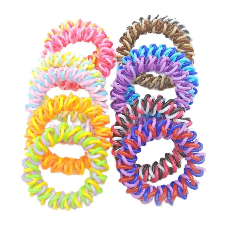 

Wholesale 100Pcs Size 5CM Braid Rope Telephone Wire Accessories Women Rubber Bands Girl Hair Gum