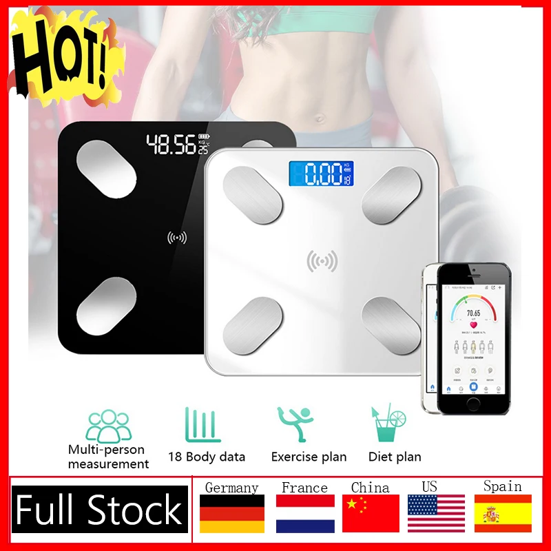 Новейшая смарт-весы для тела ЖК-цифровой беспроводной Bluetooth BMI монитор веса