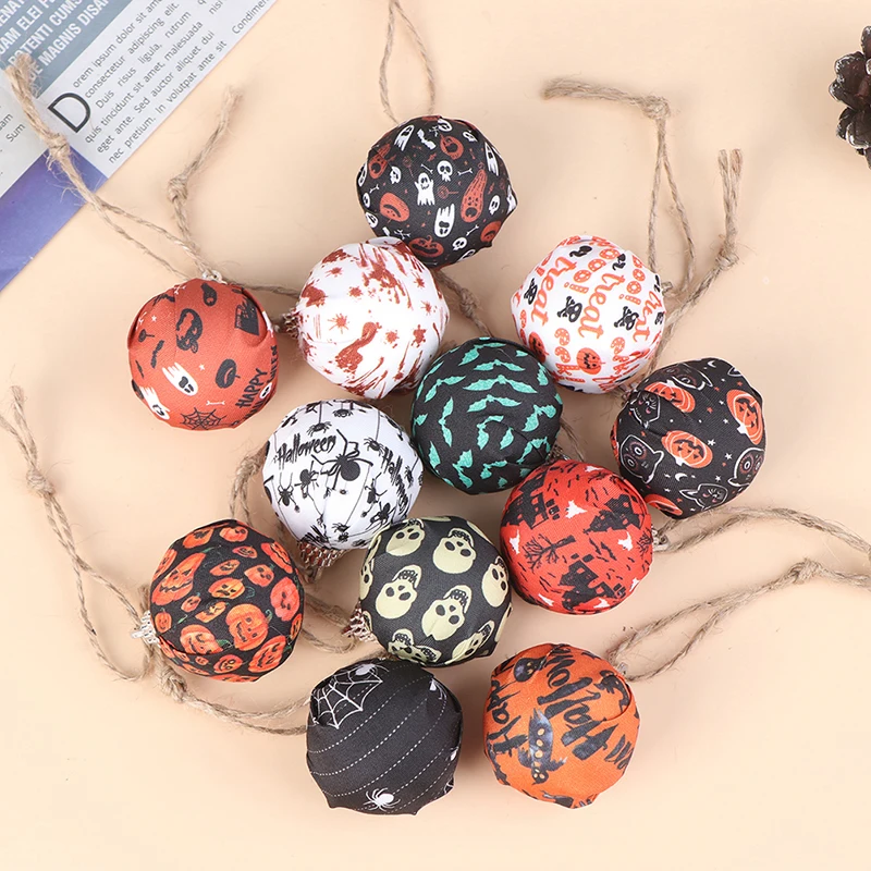 

12PCS Halloween Ball Ornament Hanging Ball Decoration Halloween Pumpkin Bat