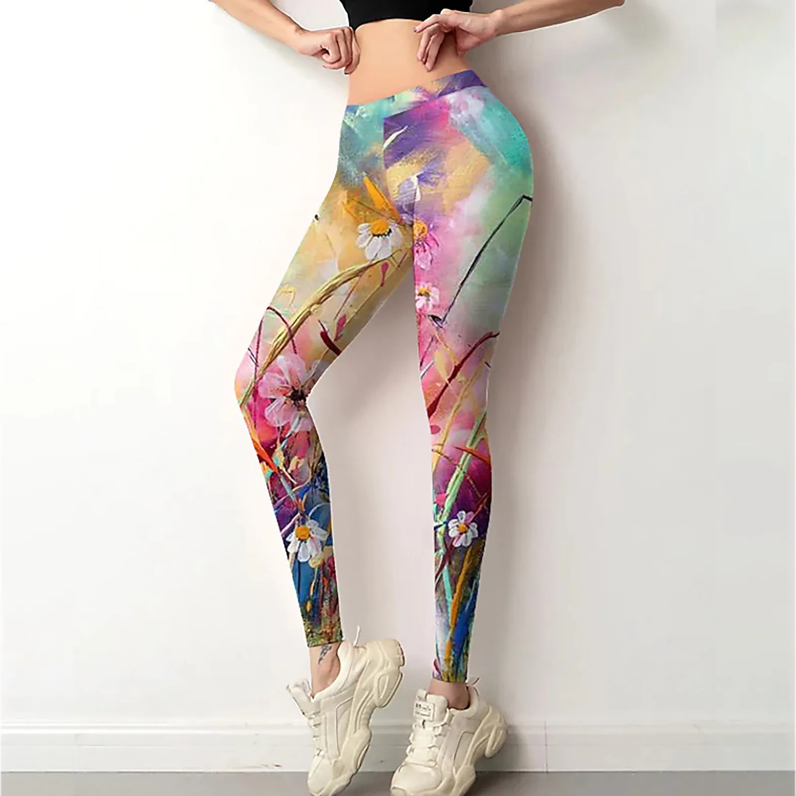 

High Quality Seamless Leggings Gym Girl Fashion Women Yoga Pants Elastic Waist Yoga Sport Floral Print Pants Leggings Trousers
