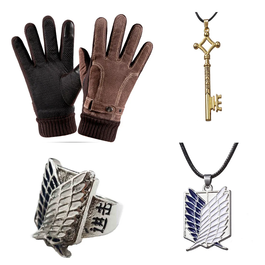 

Attack on Titan Ring Adult Fashion Key Necklace Anime no Kyojin Cloak Cape Men Gloves Cosplay Costume Fantasia Children Toy Gift