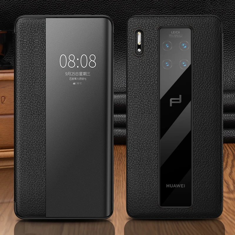 Чехол-книжка для Huawei Mate 40 20 X 10 30 Pro 5G RS Porsche Design P30 P20 P40 Plus из натуральной кожи |